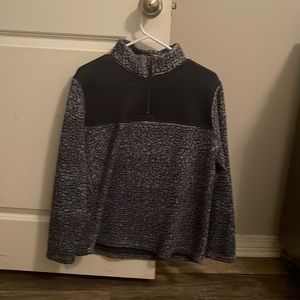 This is a furry navy blue with a little white athletic jacket!